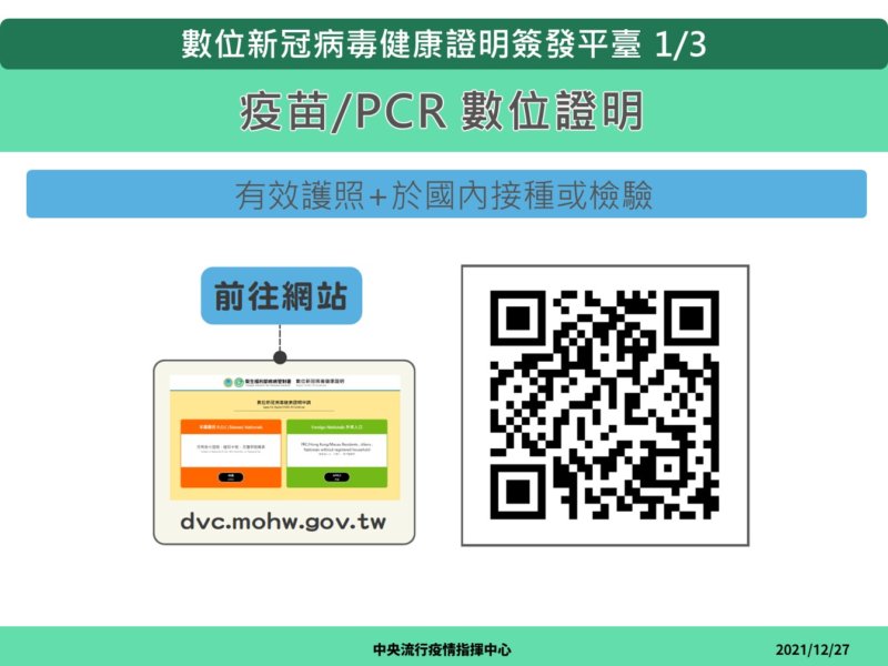 指揮中心將於12月28日上午8時開放我國「數位新冠病毒健康證明」供國人下載使用|圖:翻攝自衛福部粉絲專頁