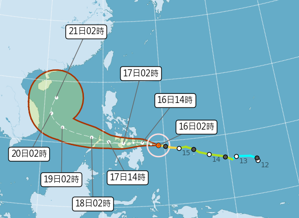 中颱雷伊很可能會在19日迴轉往北|圖:翻攝自中央氣象局